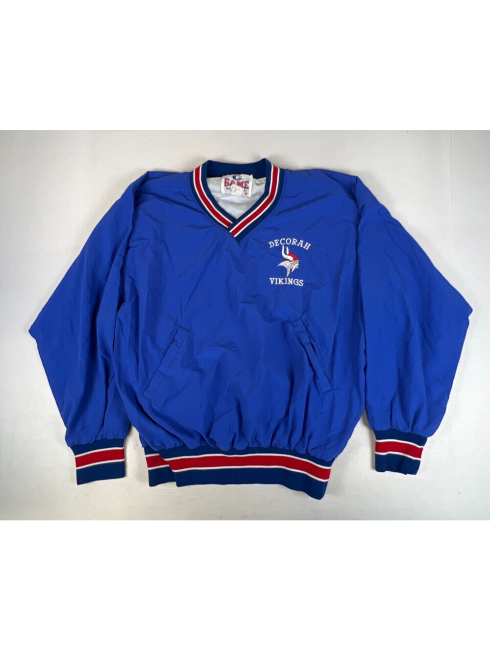 Vintage Game Sportswear Decorah Vikings Blue Pullover Jacket Men Size M